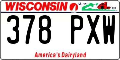 WI license plate 378PXW