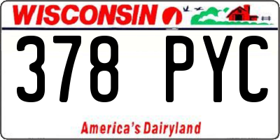 WI license plate 378PYC