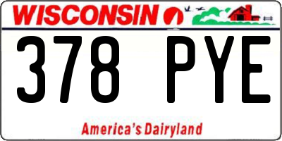 WI license plate 378PYE