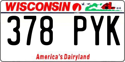 WI license plate 378PYK