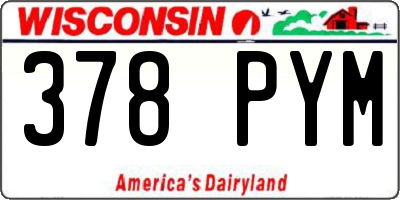 WI license plate 378PYM
