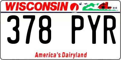 WI license plate 378PYR
