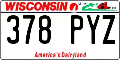 WI license plate 378PYZ