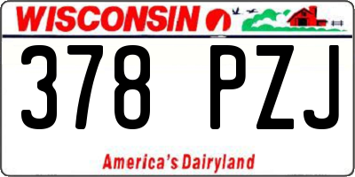 WI license plate 378PZJ