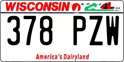 WI license plate 378PZW