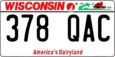 WI license plate 378QAC