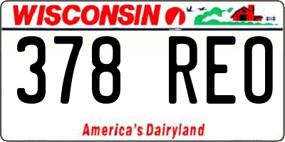 WI license plate 378REO