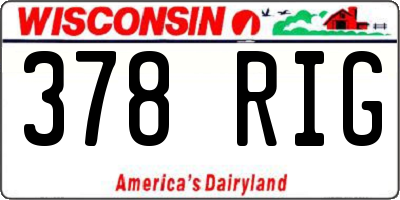 WI license plate 378RIG