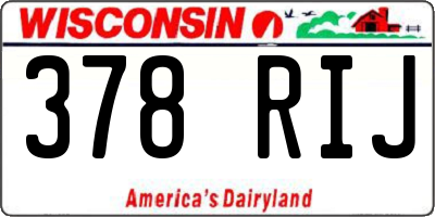 WI license plate 378RIJ
