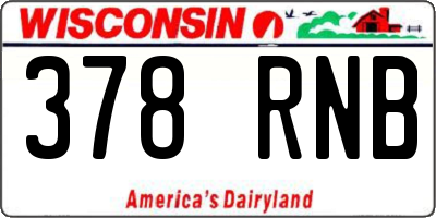 WI license plate 378RNB