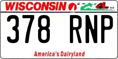 WI license plate 378RNP