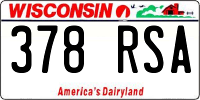 WI license plate 378RSA