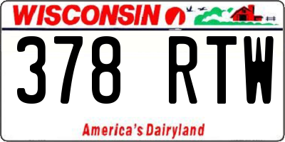 WI license plate 378RTW