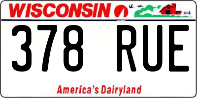 WI license plate 378RUE