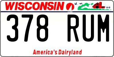 WI license plate 378RUM