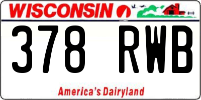 WI license plate 378RWB