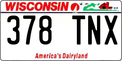 WI license plate 378TNX