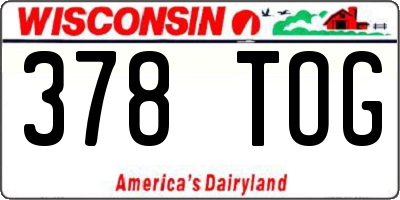 WI license plate 378TOG