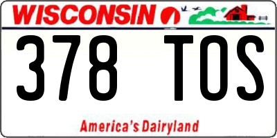 WI license plate 378TOS