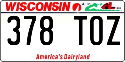 WI license plate 378TOZ