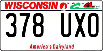 WI license plate 378UXO