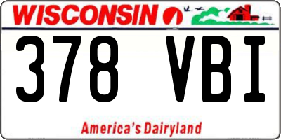 WI license plate 378VBI