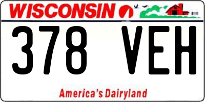 WI license plate 378VEH