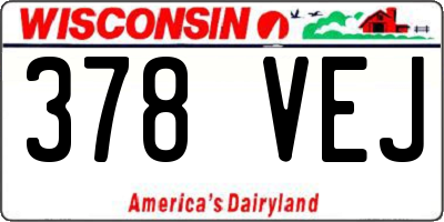 WI license plate 378VEJ