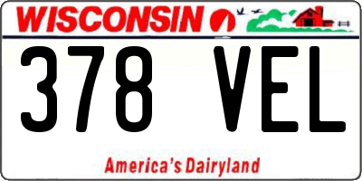 WI license plate 378VEL