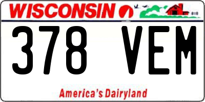 WI license plate 378VEM