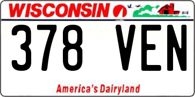 WI license plate 378VEN