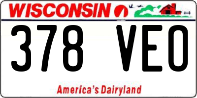 WI license plate 378VEO