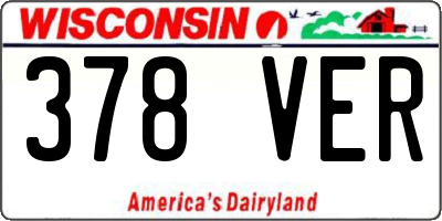 WI license plate 378VER