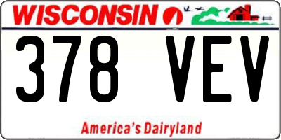 WI license plate 378VEV