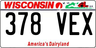 WI license plate 378VEX