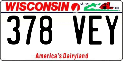WI license plate 378VEY