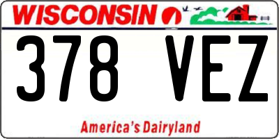 WI license plate 378VEZ