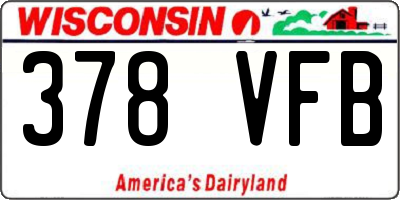 WI license plate 378VFB