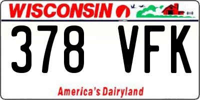 WI license plate 378VFK
