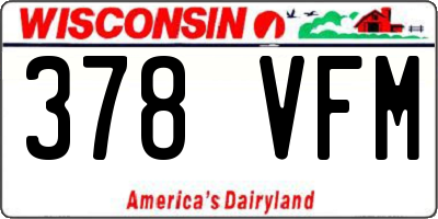 WI license plate 378VFM