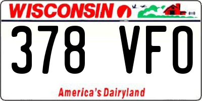WI license plate 378VFO