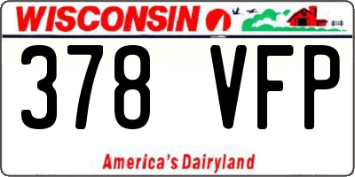 WI license plate 378VFP