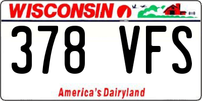 WI license plate 378VFS