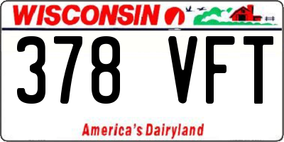 WI license plate 378VFT