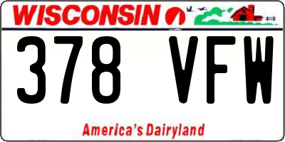 WI license plate 378VFW
