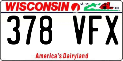 WI license plate 378VFX