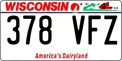 WI license plate 378VFZ