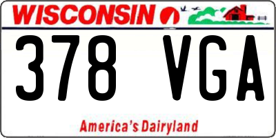 WI license plate 378VGA