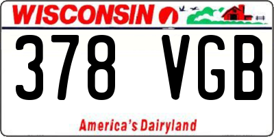 WI license plate 378VGB