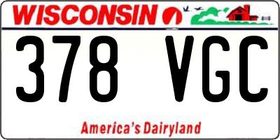 WI license plate 378VGC